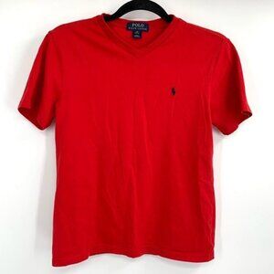 POLO RALPH LAUREN Red Short Sleeve V Neck Tee M 10